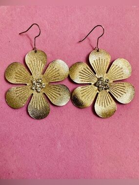 Gold Flower Statement Earrings
